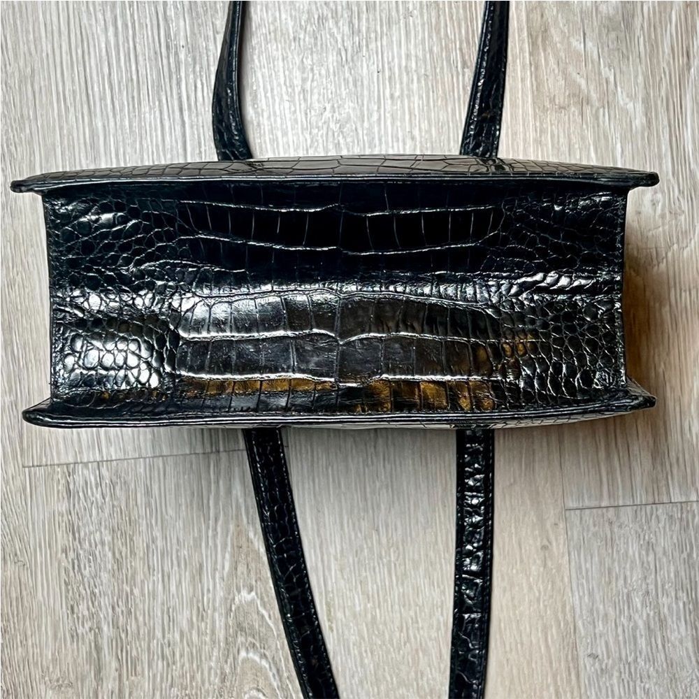RALPH LAUREN COLLECTION Alligator Skin Leather Black Hand Bag Sterling Flap Tip - Picture 12 of 16